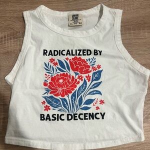 Comfort Colors White Crop Top with Red and Blue Floral Graphic